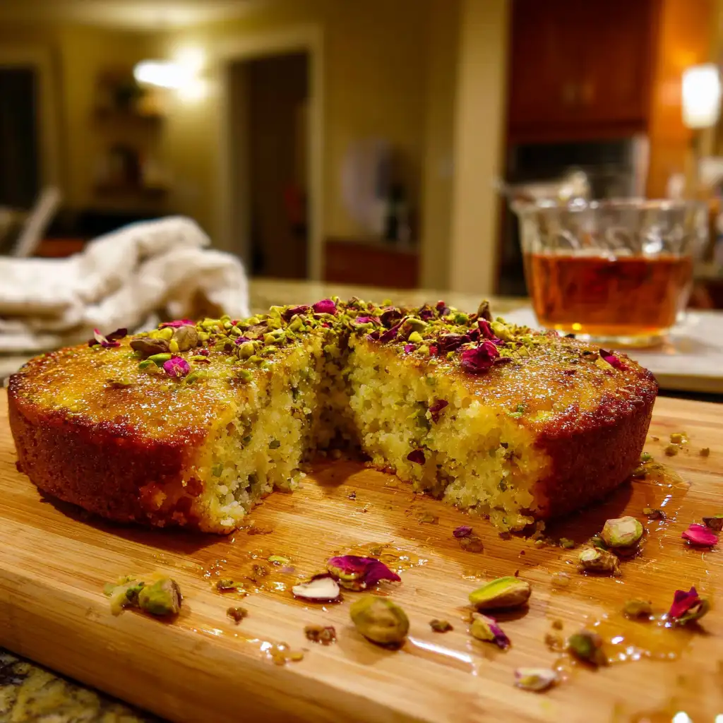 Pistachio Rosewater Semolina Cake is a must-try delight!