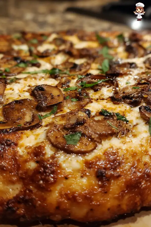 Pizza with mushrooms mozzarella and truffle is a must-try!
