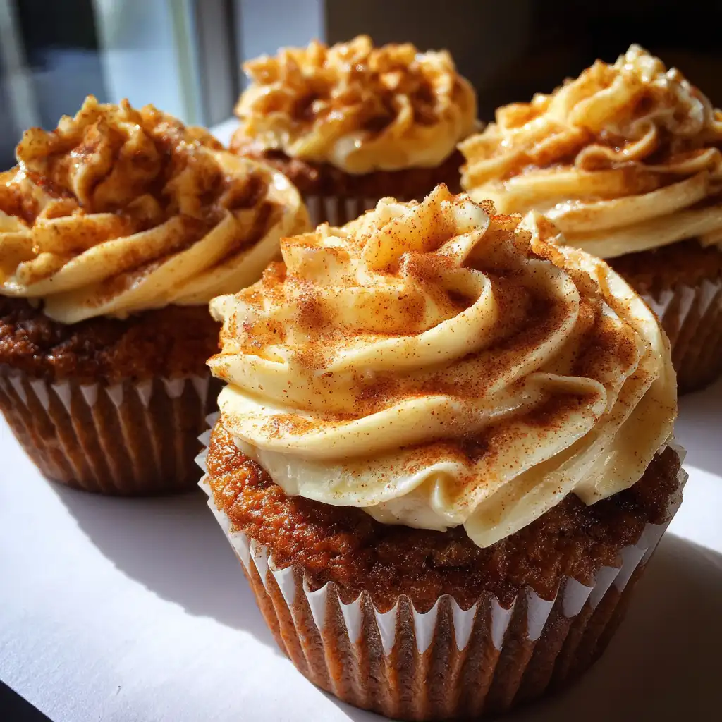 Pumpkin Cinnamon Roll Cupcakes