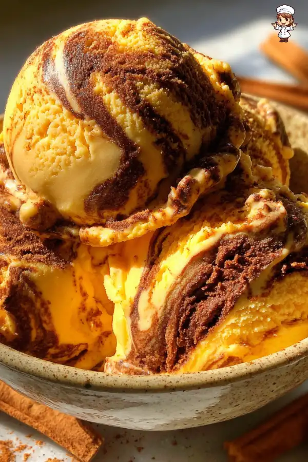 Pumpkin Ice Cream with Cinnamon Swirl