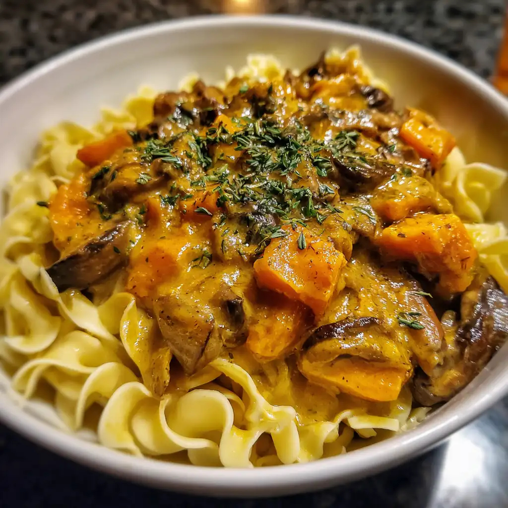 Pumpkin Mushroom Stroganoff is a must-try comfort dish!