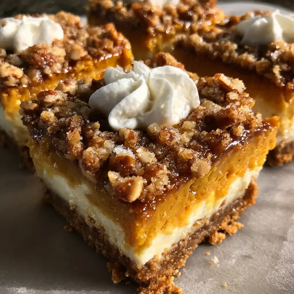 Pumpkin Pecan Cheesecake Bars