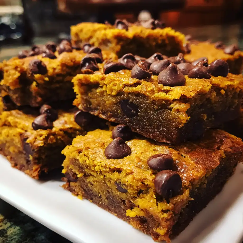 Pumpkin Spice Chocolate Chip Blondies
