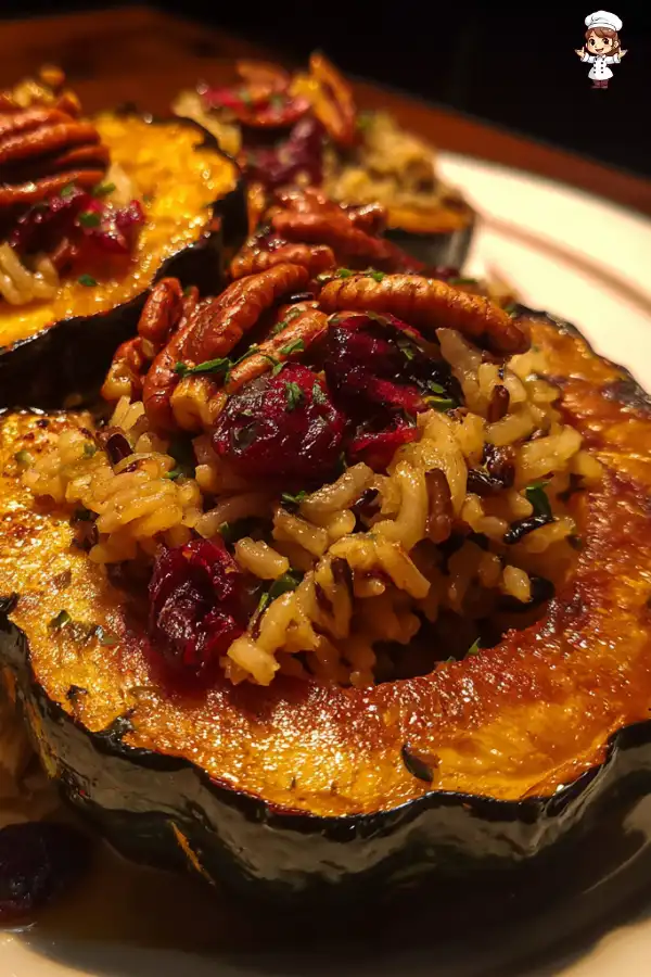 Roasted Acorn Squash and Wild Rice Pilaf is a must-try!