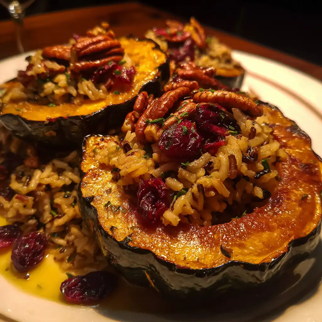 Roasted Acorn Squash and Wild Rice Pilaf is a must-try!