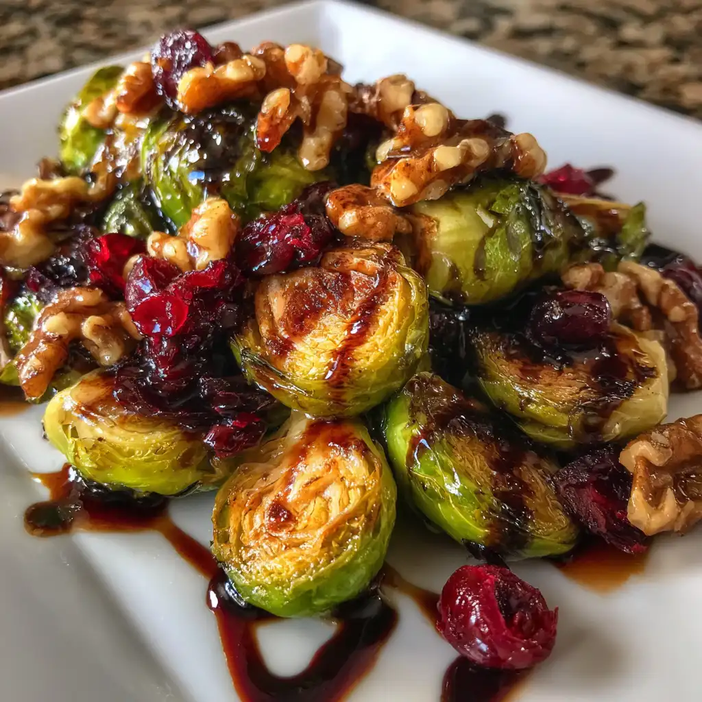 Roasted Brussels Sprouts with Cranberries and Walnuts Recipe