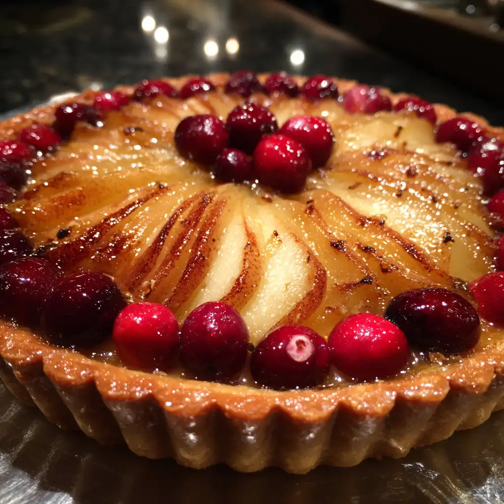 Roasted Pear Cranberry Tart