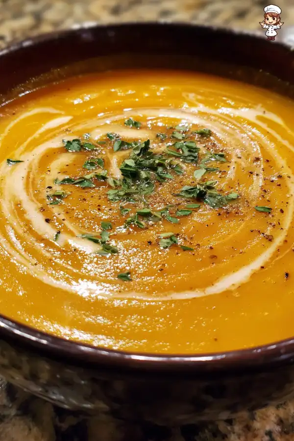 Roasted Sweet Potato and Apple Soup warms your soul!