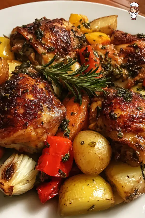 Roasted garlic chicken with vegetables is a must-try!