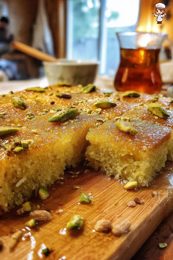Rose Pistachio Almond Basbousa is a must-try dessert!