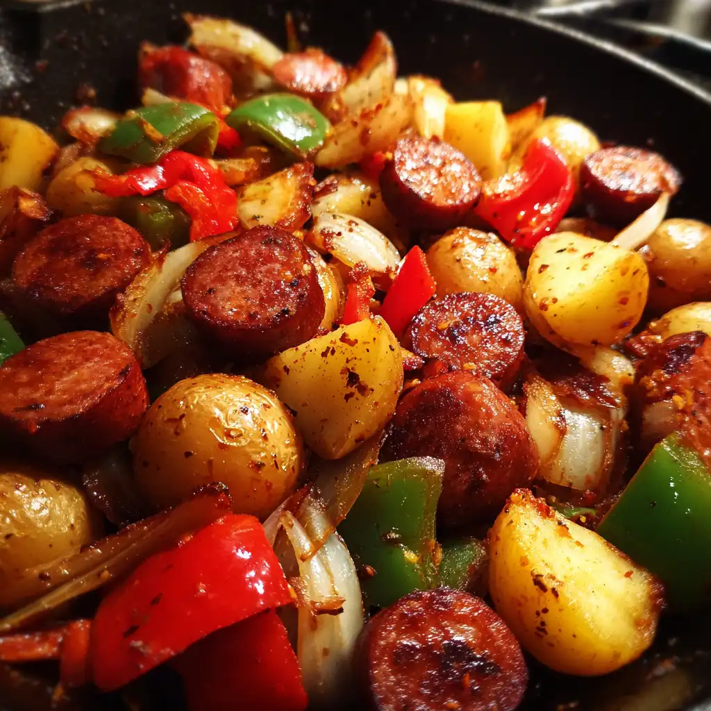 Smoked sausage and potatoes skillet recipe delights everyone!