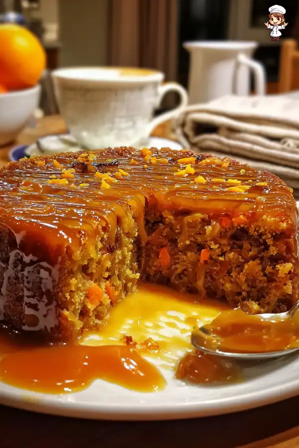 Spiced Carrot Date Pudding with Orange Sauce