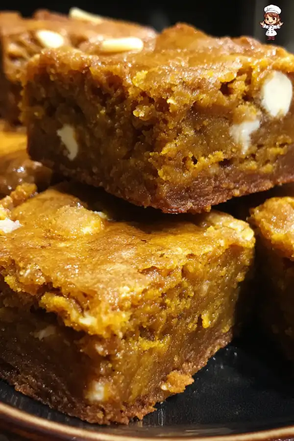 Spiced Pumpkin Blondies with White Chocolate