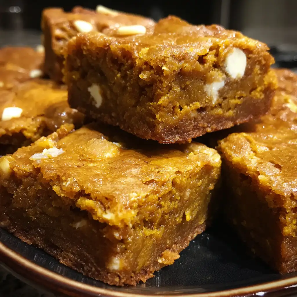 Spiced Pumpkin Blondies with White Chocolate