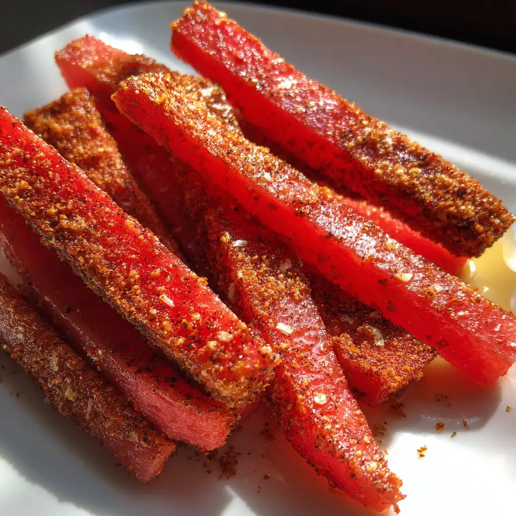 Spicy watermelon fries