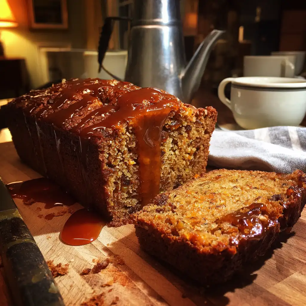 Sticky Carrot Date Loaf with Brown Sugar Ginger Syrup