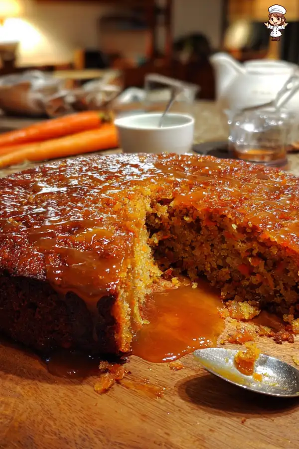 Sticky Carrot Ginger Date Cake with Toffee Glaze