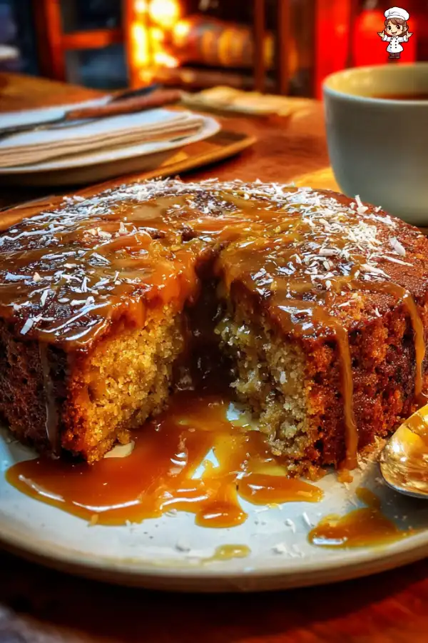 Sticky Coconut Date Pudding with Caramel Sauce