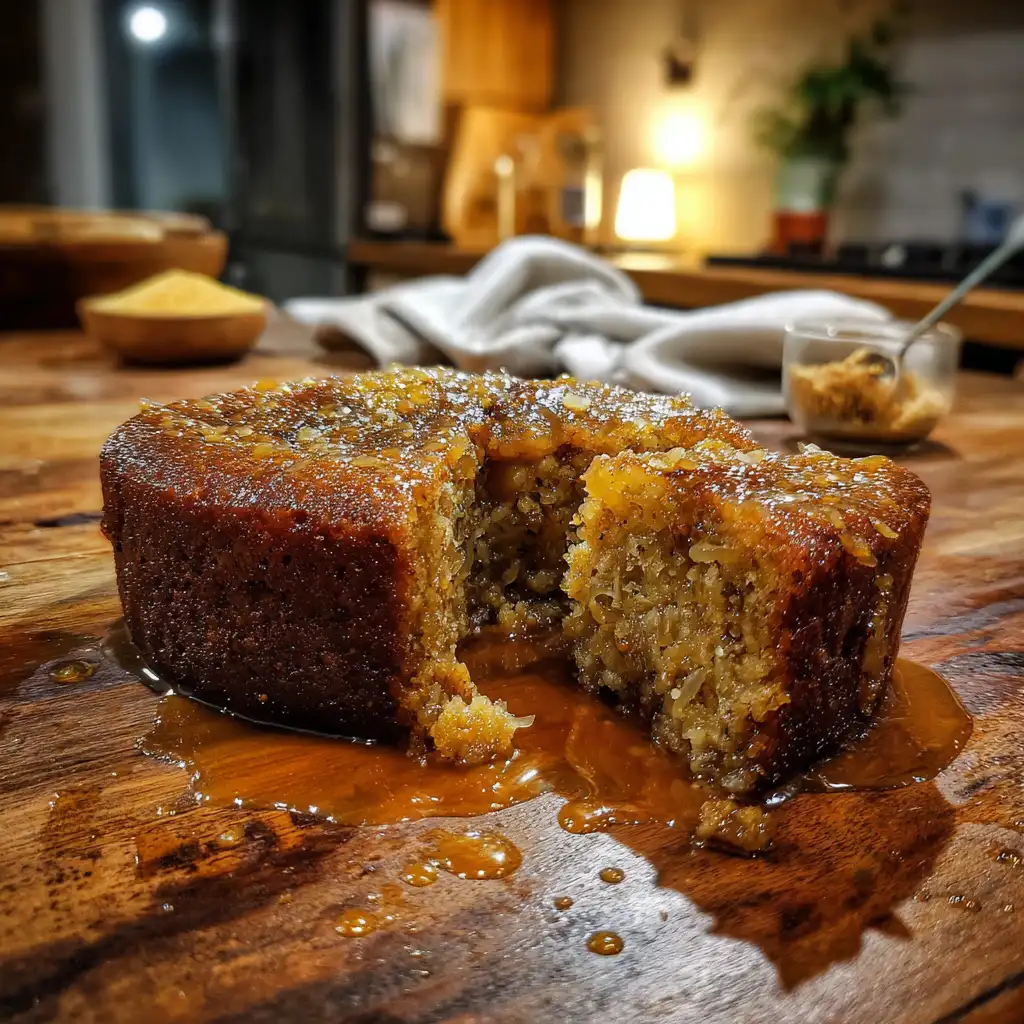 Sticky Coconut Fig Pudding with Ginger Syrup Recipe