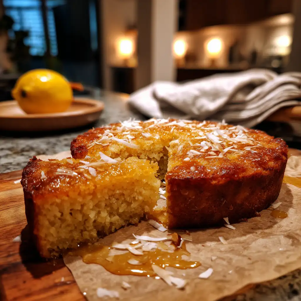 Sticky Coconut Lemon Cake Recipe