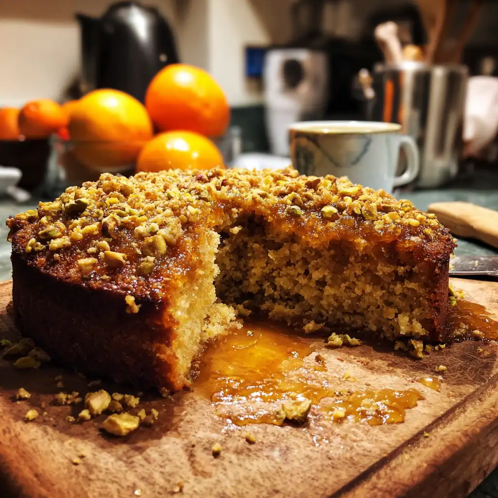 Sticky Date Orange Cake with Pistachio Crumble Recipe