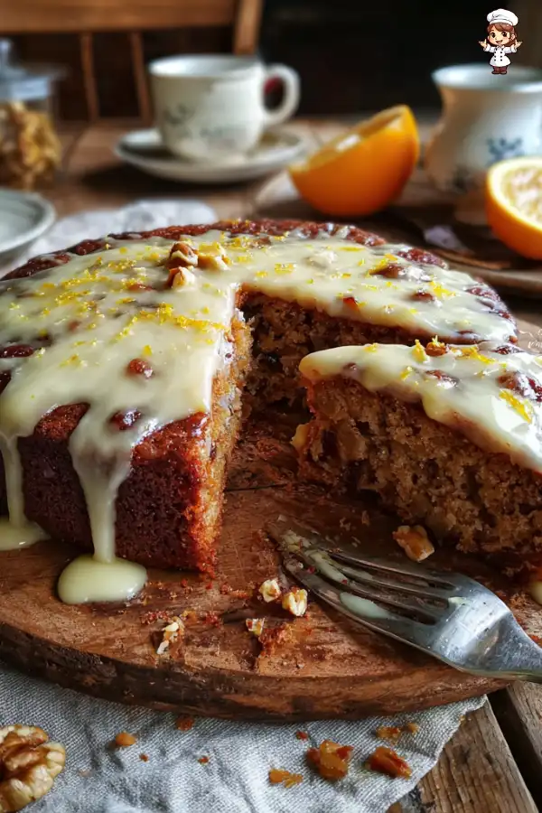 Sticky Ginger-Date Walnut Cake with Citrus Icing delights all!