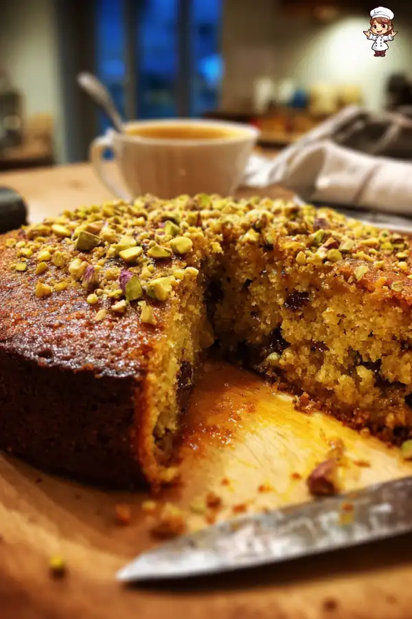 Sticky Mandarin Date Cake with Pistachios