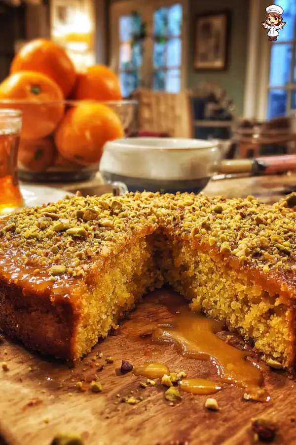Sticky Orange Saffron Cake with Pistachio is irresistible!