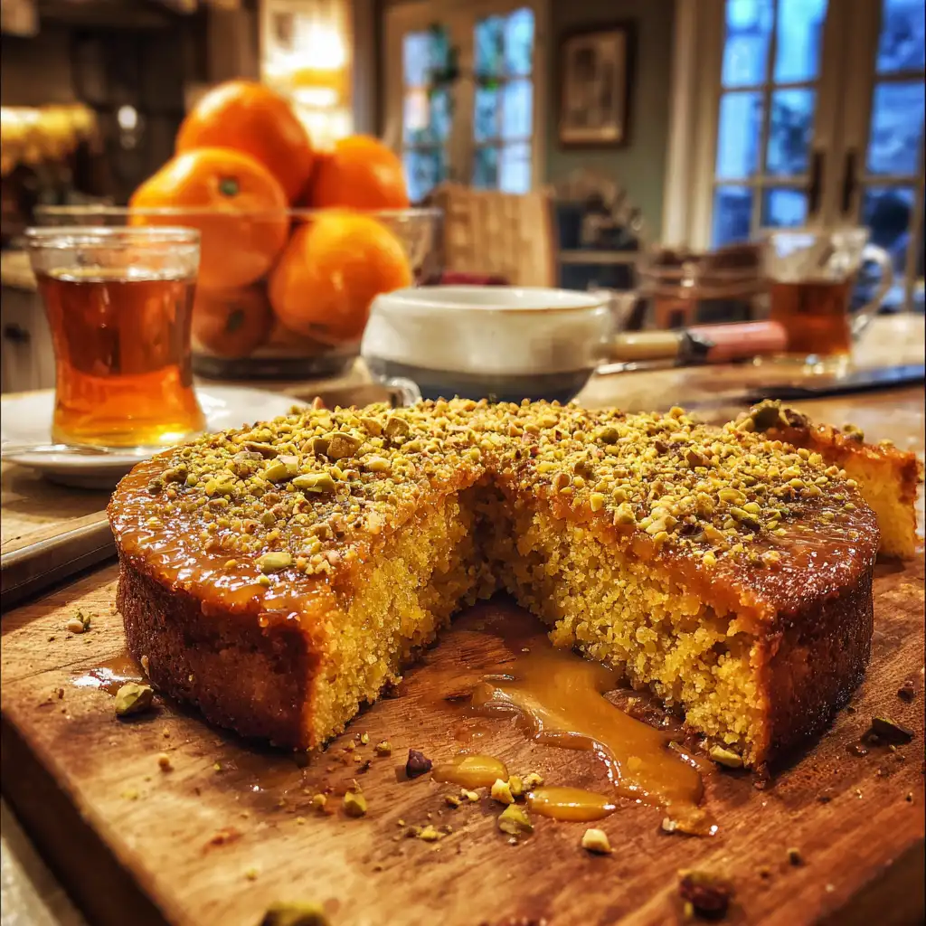 Sticky Orange Saffron Cake with Pistachio is irresistible!