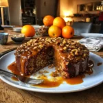 Sticky Toffee-Style Date and Walnut Cake with Orange Sauce is a must-try!