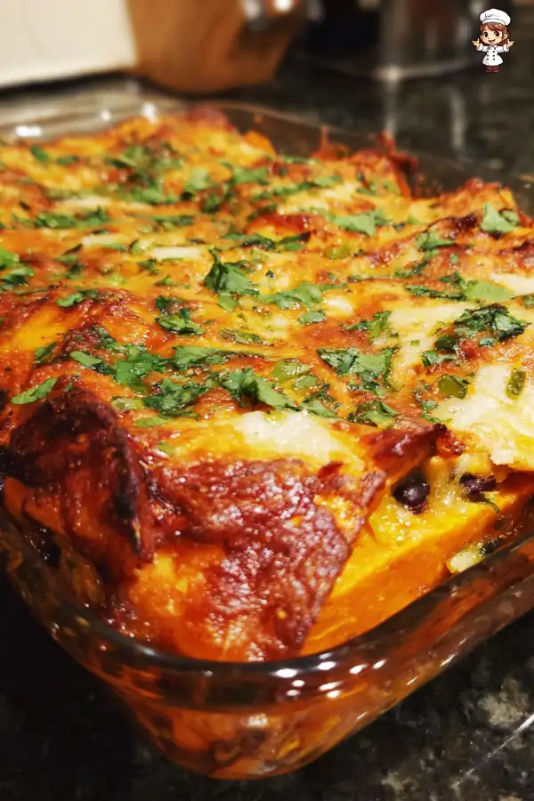 Sweet Potato Black Bean Enchilada Casserole delights all!