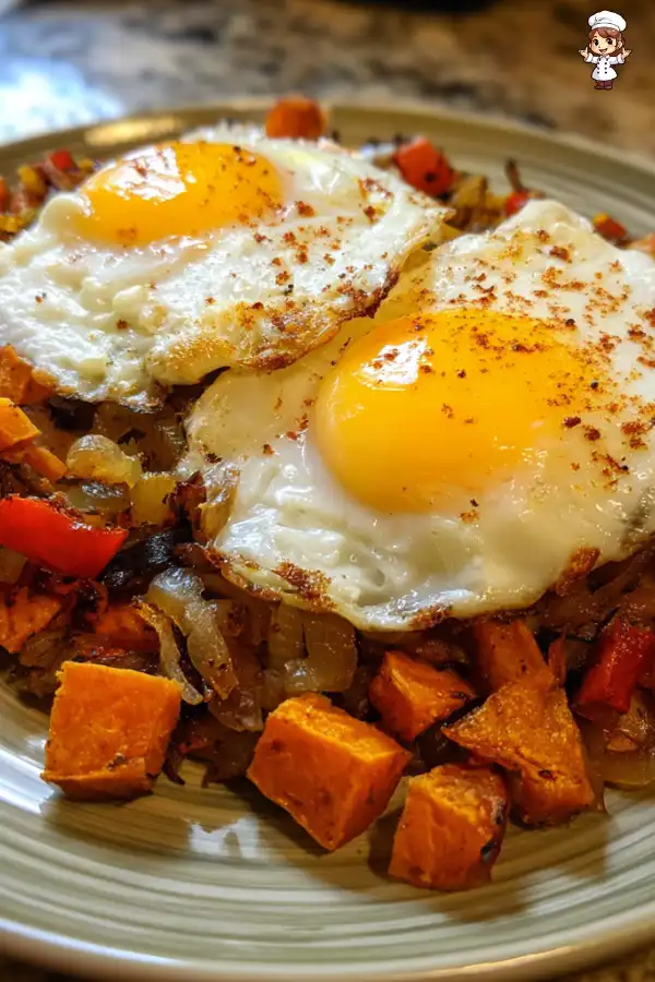 Sweet Potato Hash with Fried Eggs