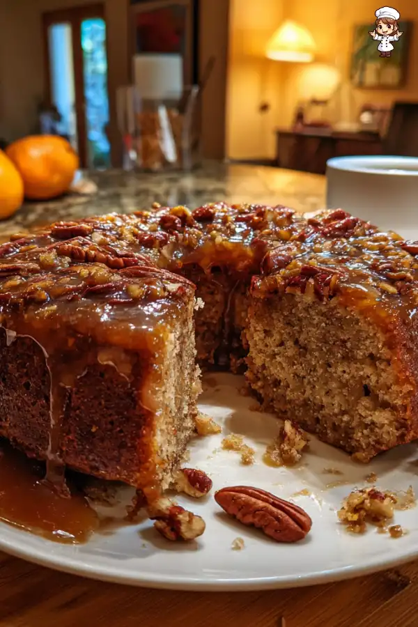 Tangerine Pecan Date Cake with Brown Sugar Glaze