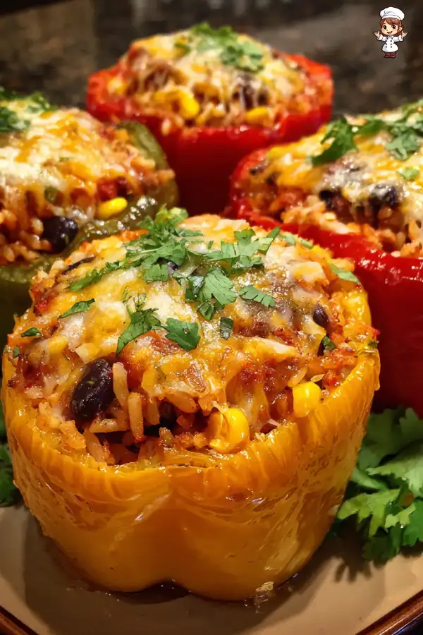 Vegetarian stuffed bell peppers rice are a delicious meal!