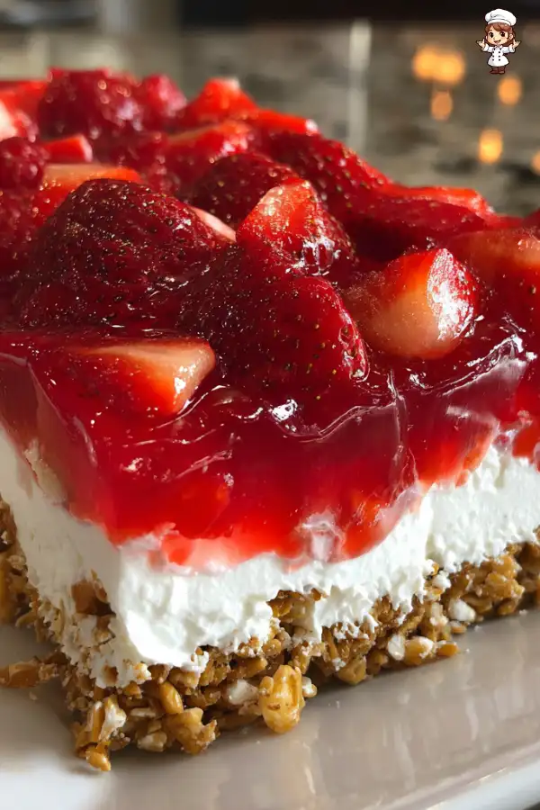 Walking strawberry pretzel salad recipe that wows everyone!