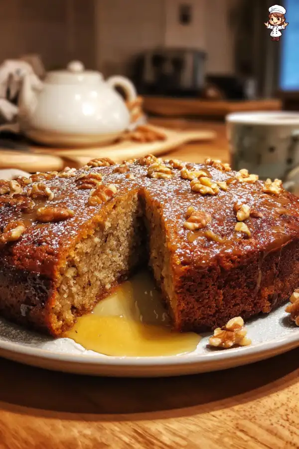 Warm Banana Date Walnut Cake with Orange Syrup delights!