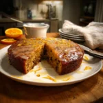 Warm Brown Sugar and Date Cake with Orange Glaze