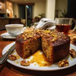 Warm Fig Walnut Cake with Orange-Rum Syrup delights all!