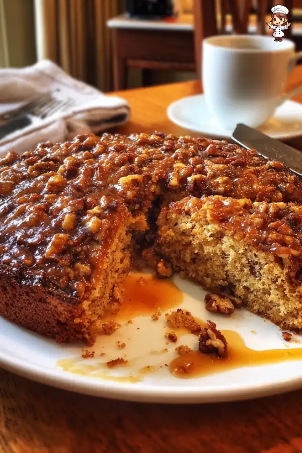 Warm Spiced Date Cake with Orange Glaze and Pecan Crunch