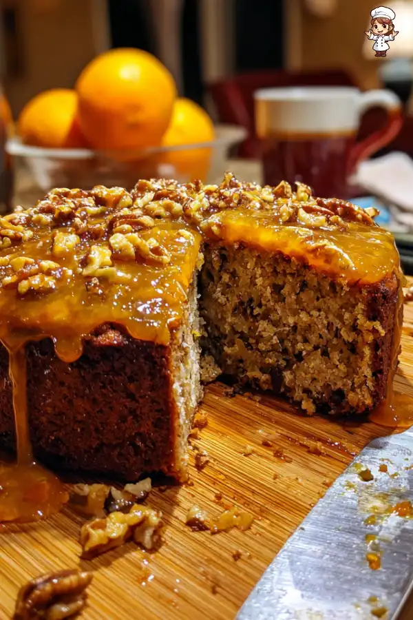 Warm Spiced Date & Walnut Cake with Orange Glaze Delights!