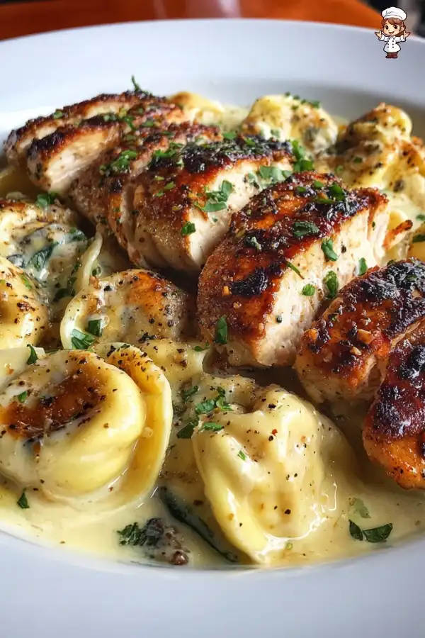 Asiago tortelloni alfredo with grilled chicken recipe