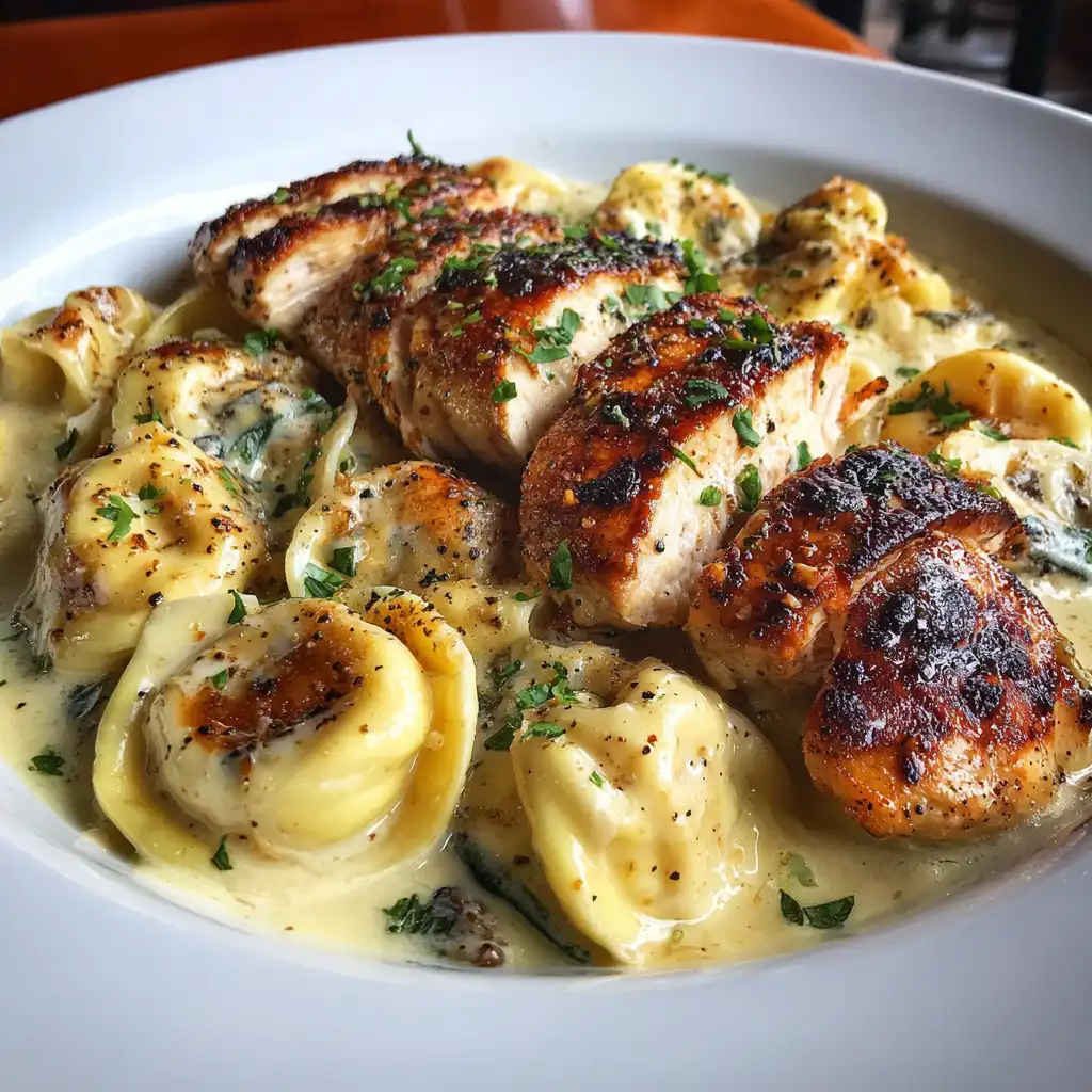Asiago tortelloni alfredo with grilled chicken recipe