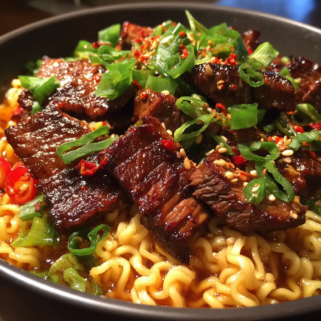 Asian caramelized beef ramen