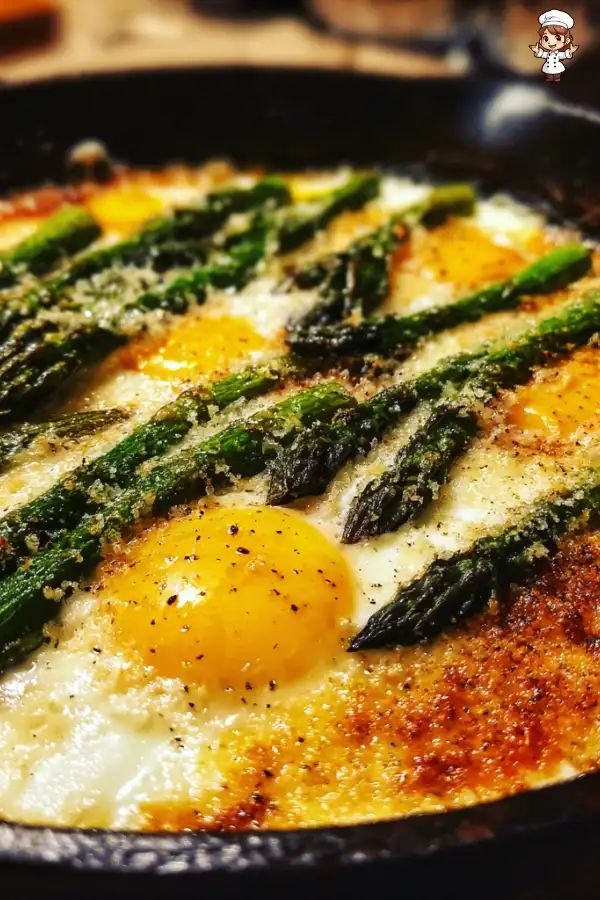 Baked eggs and asparagus