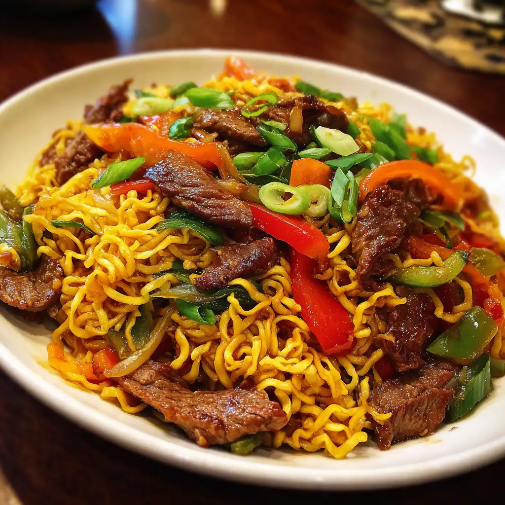 Beef pan-fried noodles