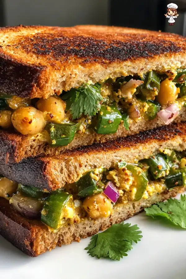Blistered Shishito Pepper Chickpea Salad Sandwich