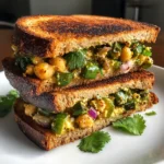 Blistered Shishito Pepper Chickpea Salad Sandwich
