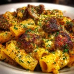 Cajun Steak and Cheesy Rigatoni with Parmesan