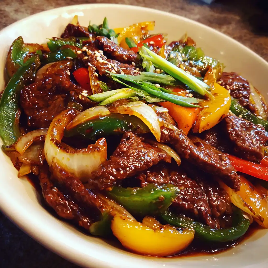 Chinese beef and onion stir fry