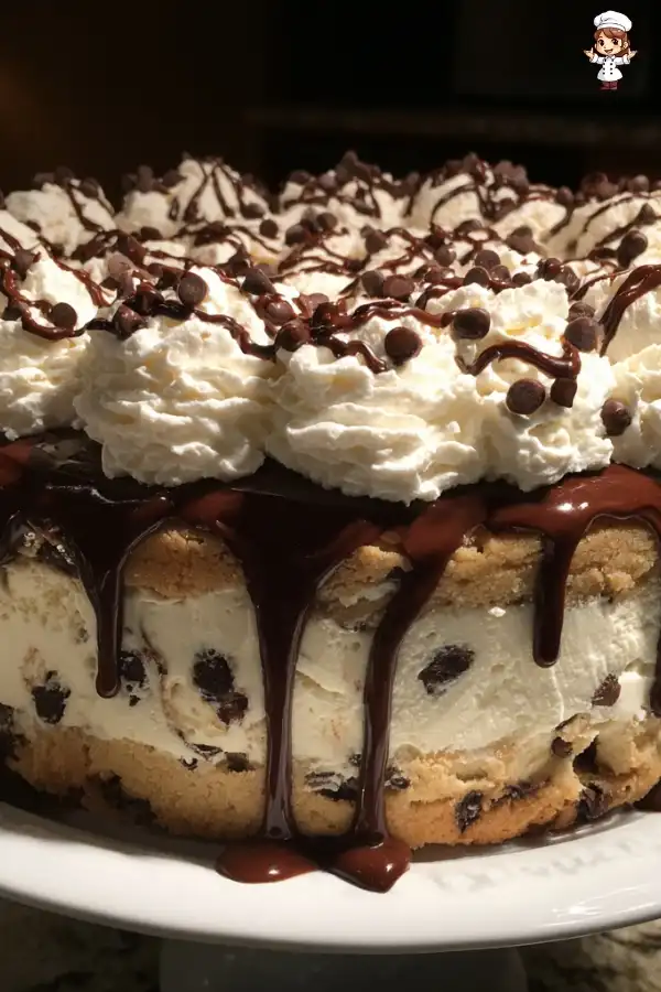 Chocolate chip cookie dough ice cream cake